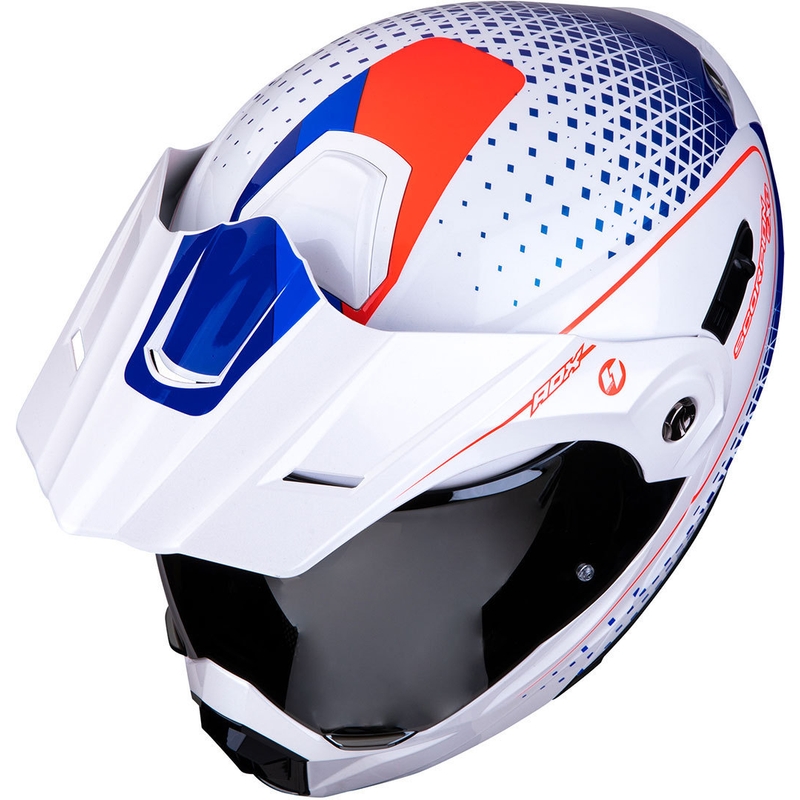 Eduro čelada Scorpion ADX-1 Horizon bela-rdeča-modra razprodaja