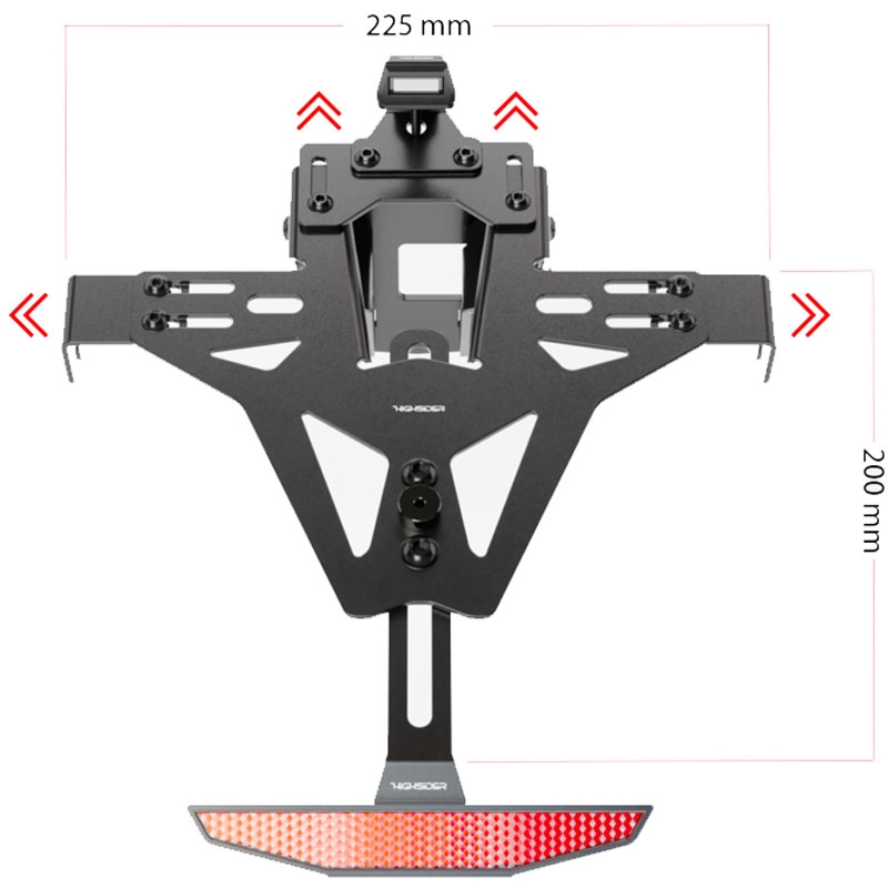 Držalo za registrsko tablico z osvetlitvijo Highsider Akron RS PRO Aprilia črno