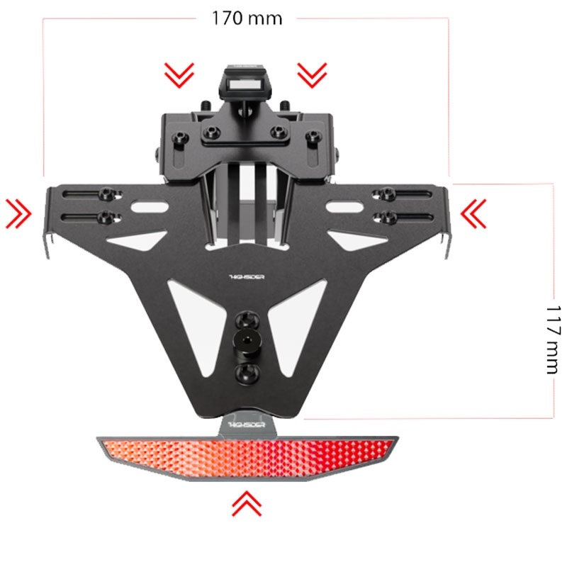 Držalo za registrsko tablico z osvetlitvijo Highsider Akron RS PRO Aprilia črno