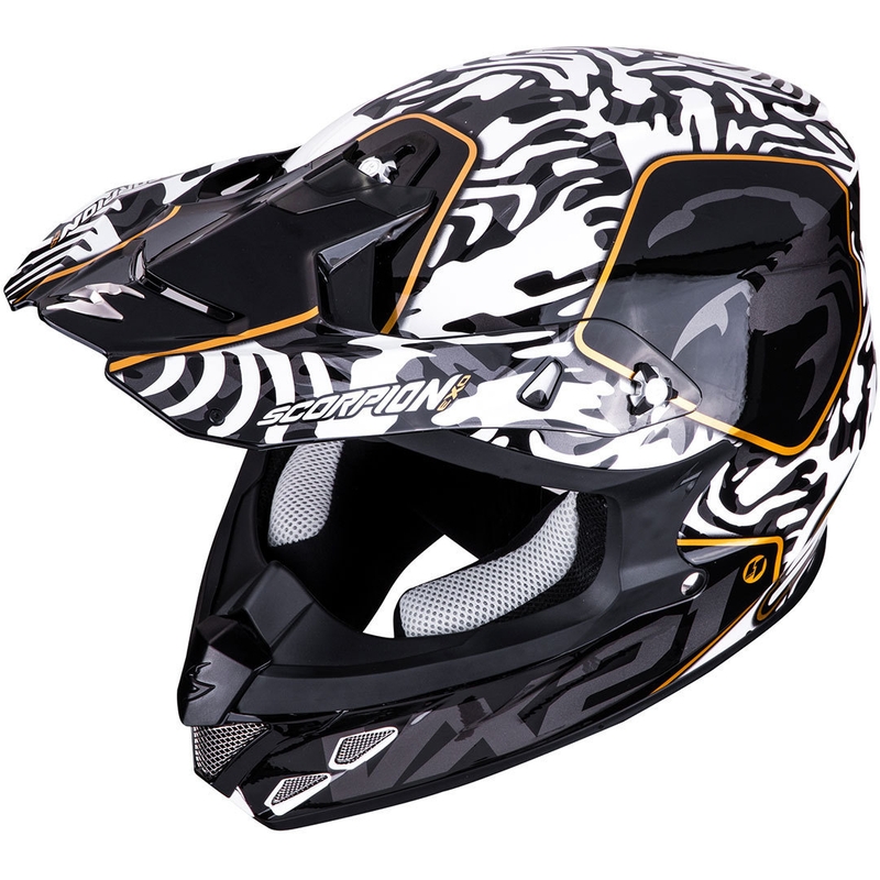 Motokros čelada Scorpion VX-21 Air Gnarly črno-bela