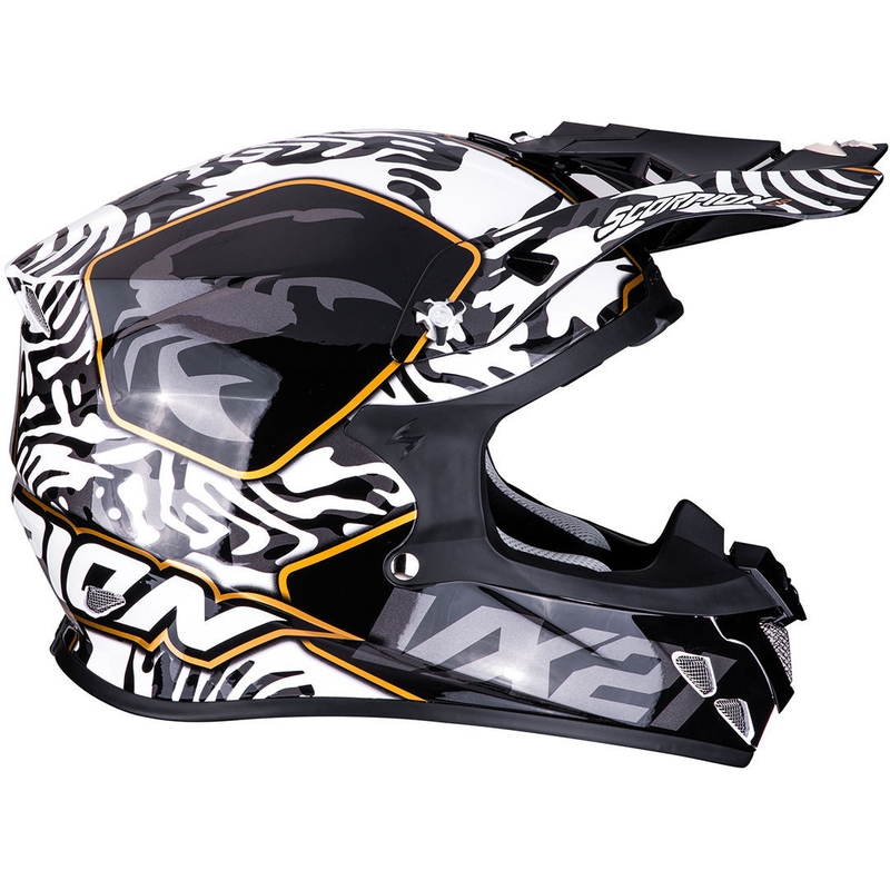 Motokros čelada Scorpion VX-21 Air Gnarly črno-bela