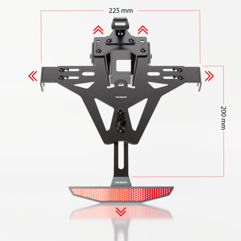 Nosilec registrske tablice z osvetlitvijo Highsider Akron RS PRO Kawasaki Z 900, Z H2 črn