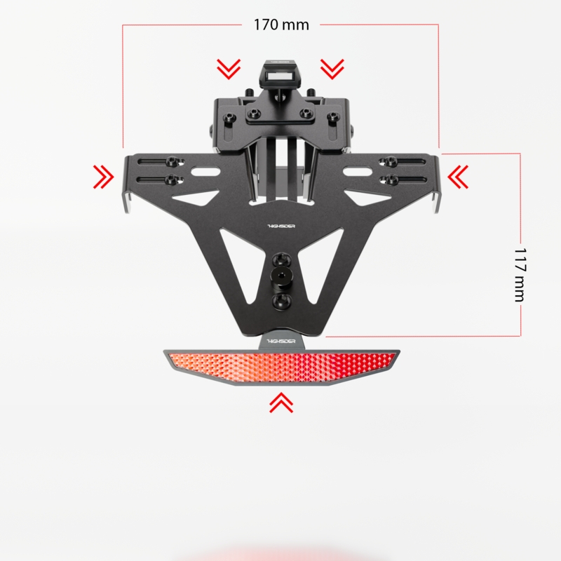 Nosilec registrske tablice z osvetlitvijo Highsider Akron RS PRO Kawasaki Ninja 125, Z 125 črn