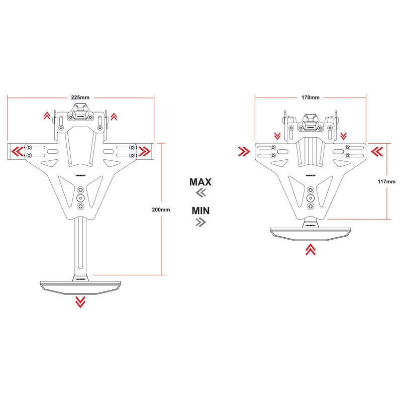 Nosilec registrske tablice z osvetlitvijo Highsider Akron RS PRO Yamaha MT-10 črne barve