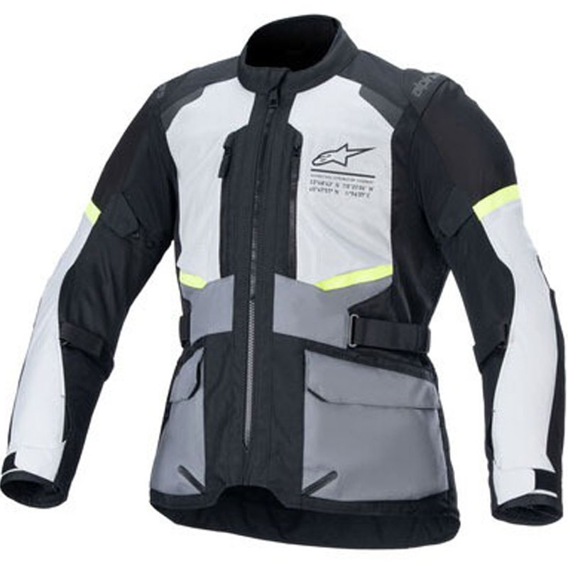 Moto jakna Alpinestars Andes Air Drystar svetlo siva-temno siva-črna-fluo rumena