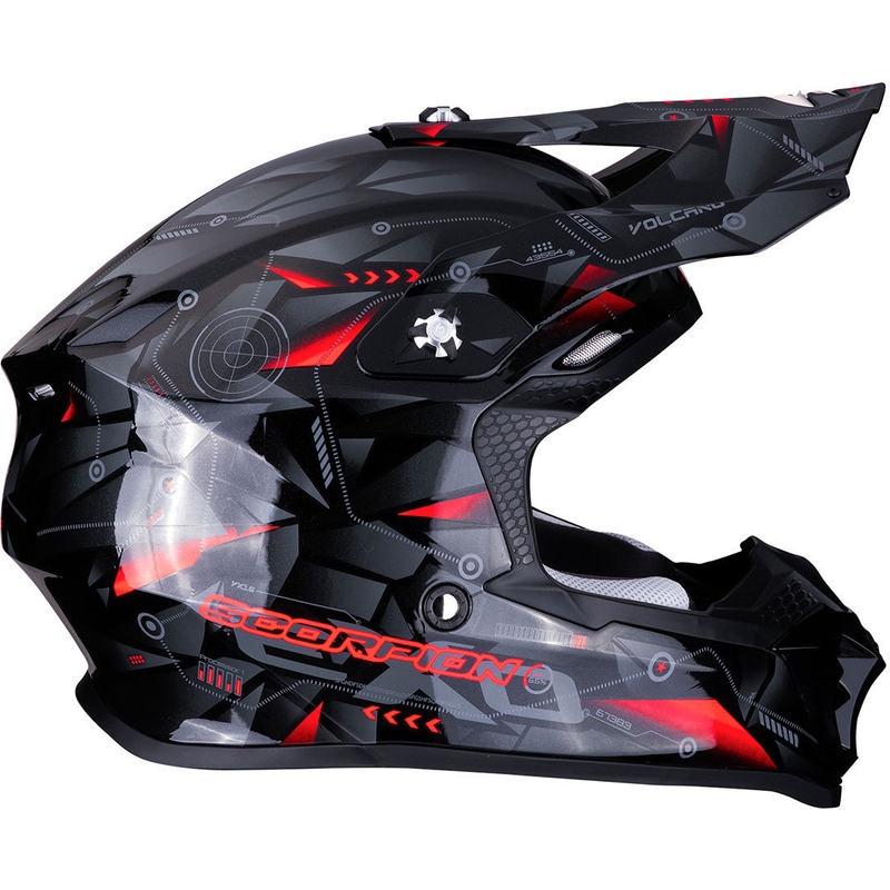 Motokros čelada Scorpion VX-16 Air Punch črna-srebrna-rdeča