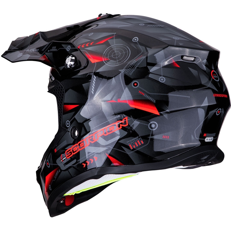 Motokros čelada Scorpion VX-16 Air Punch črna-srebrna-rdeča