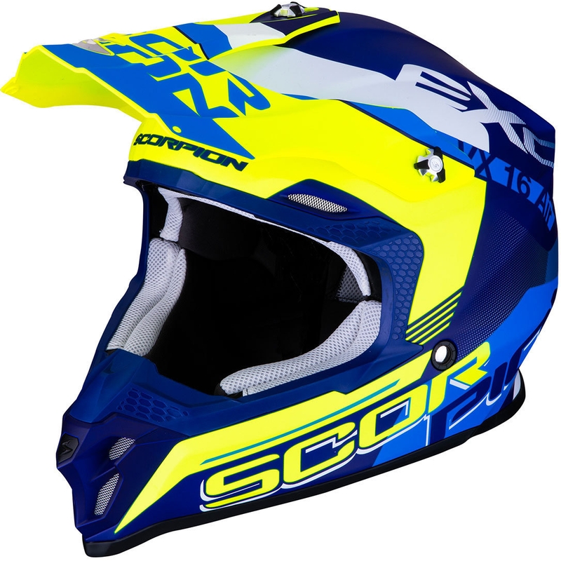 Motokros čelada Scorpion VX-16 Air Arhus blue-fluo yellow