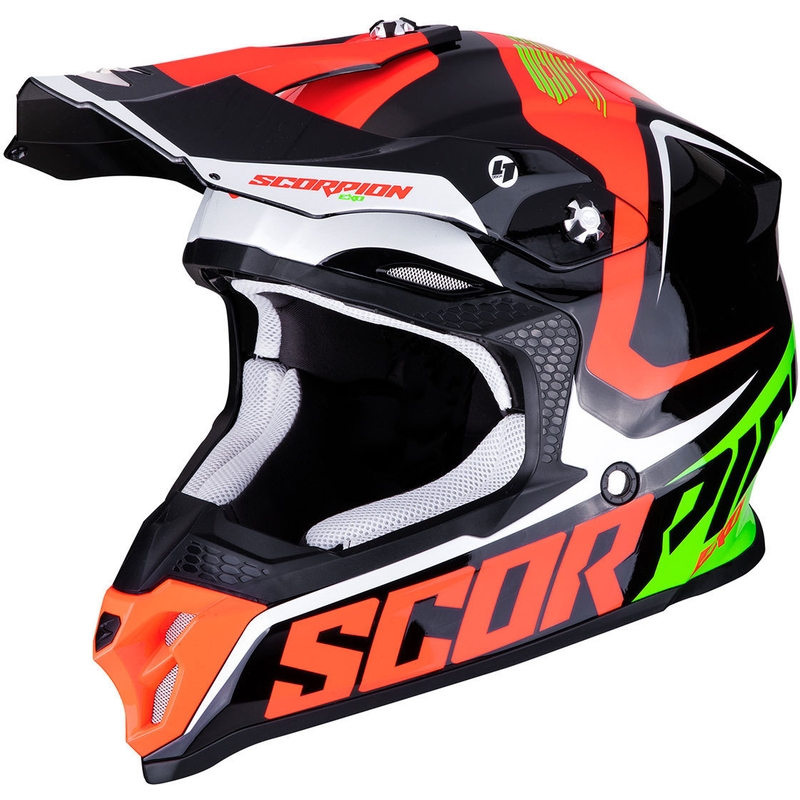 Motokros čelada Scorpion VX-16 Air Ernee črno-rdeče-zelena