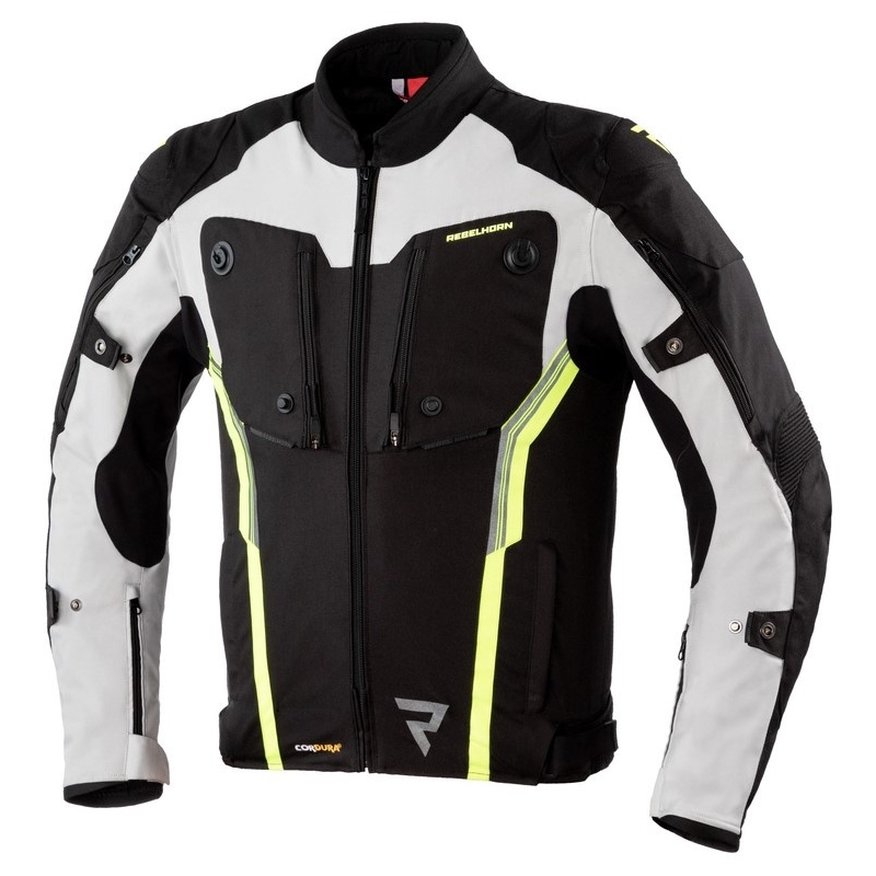 Rebelhorn Borg črno-sivo-fluo rumena motoristična jakna