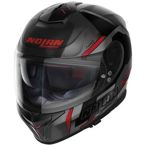 Nolan N80-8 Wanted N-com integralna motoristična čelada mat črno-rdeča