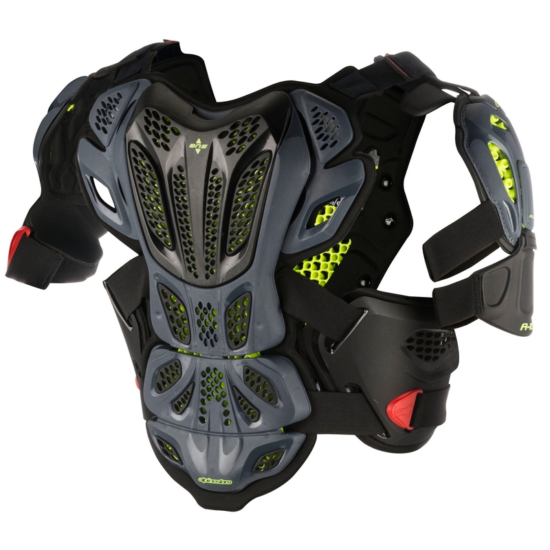 Alpinestars A-10 črno-rdeče-fluo rumena zaščita telesa razprodaja