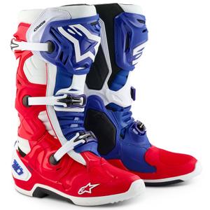 Moto škornji Alpinestars Tech 10 Limited Edition FORTITUDE belo-modro-rdeči