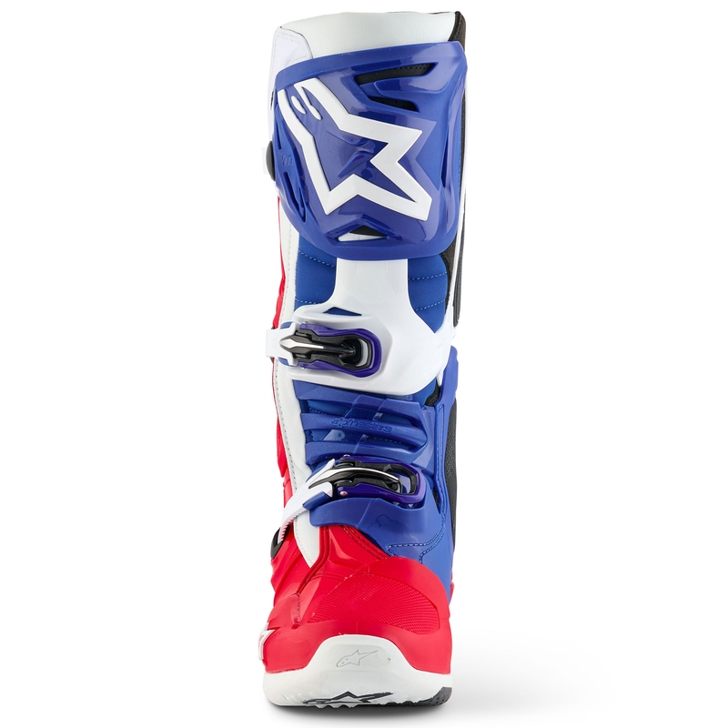 Moto škornji Alpinestars Tech 10 Limited Edition FORTITUDE belo-modro-rdeči