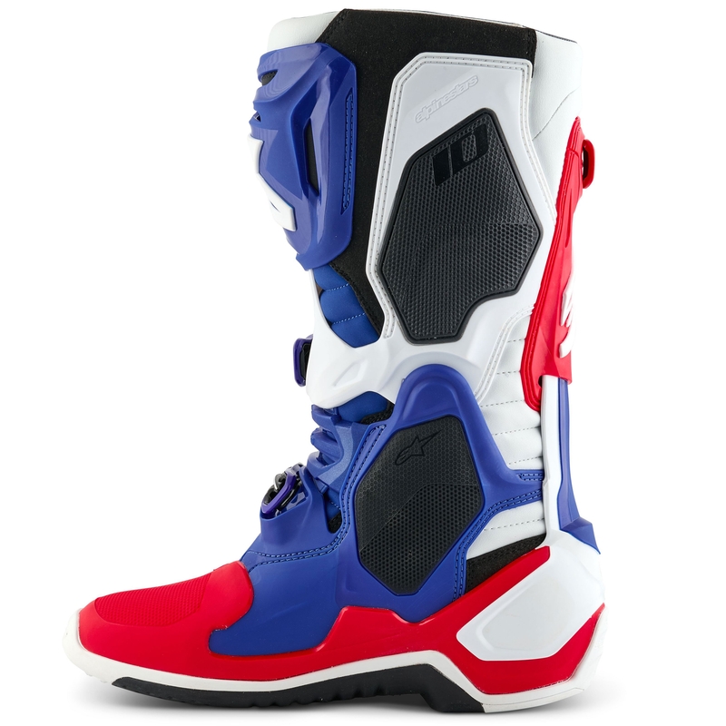 Moto škornji Alpinestars Tech 10 Limited Edition FORTITUDE belo-modro-rdeči