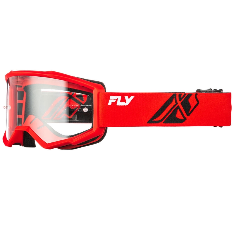 Otroška motokros očala FLY Racing Focus rdeče-črna s prozornim pleksi steklom