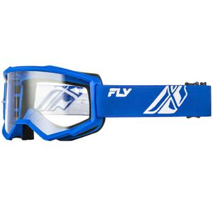 Otroška motokros očala FLY Racing Focus modro-bela s prozornim pleksi steklom