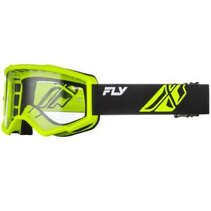 Otroška motokros očala Fly Racing Focus črno-fluo zelena s prozornimi lečami