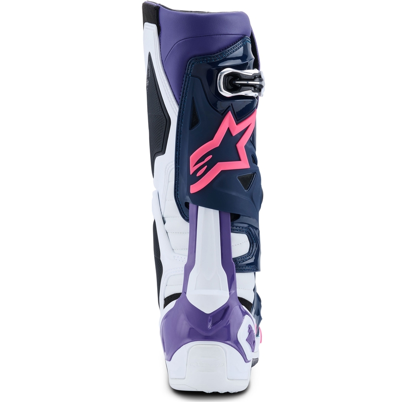 Moto škornji Alpinestars Tech 10 belo-vijolično-modro-fluo roza