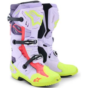 Moto škornji Alpinestars Tech 10 Supervented vijolično-fluo rumeno-roza