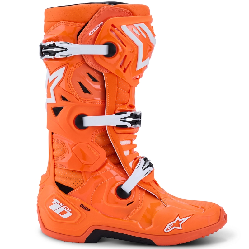 Moto škornji Alpinestars Tech 10 Supervented fluo oranžno-črno-beli