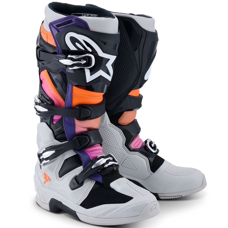Moto škornji Alpinestars Tech 7 črna-svetlo siva-fluo oranžna-gradient