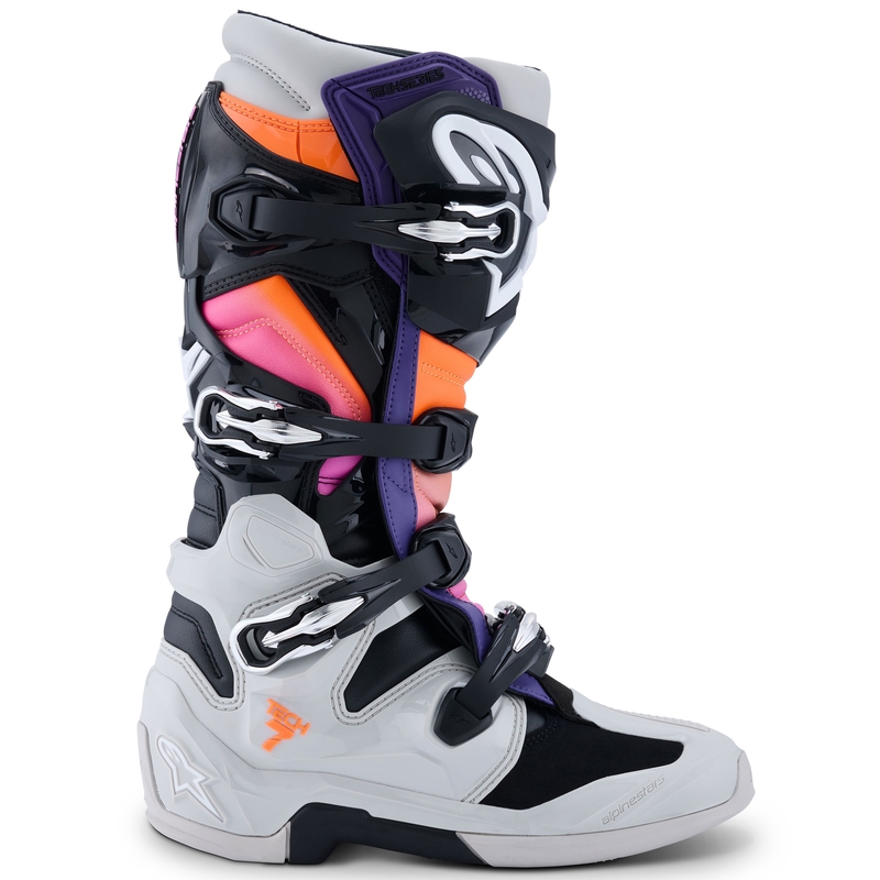 Moto škornji Alpinestars Tech 7 črna-svetlo siva-fluo oranžna-gradient