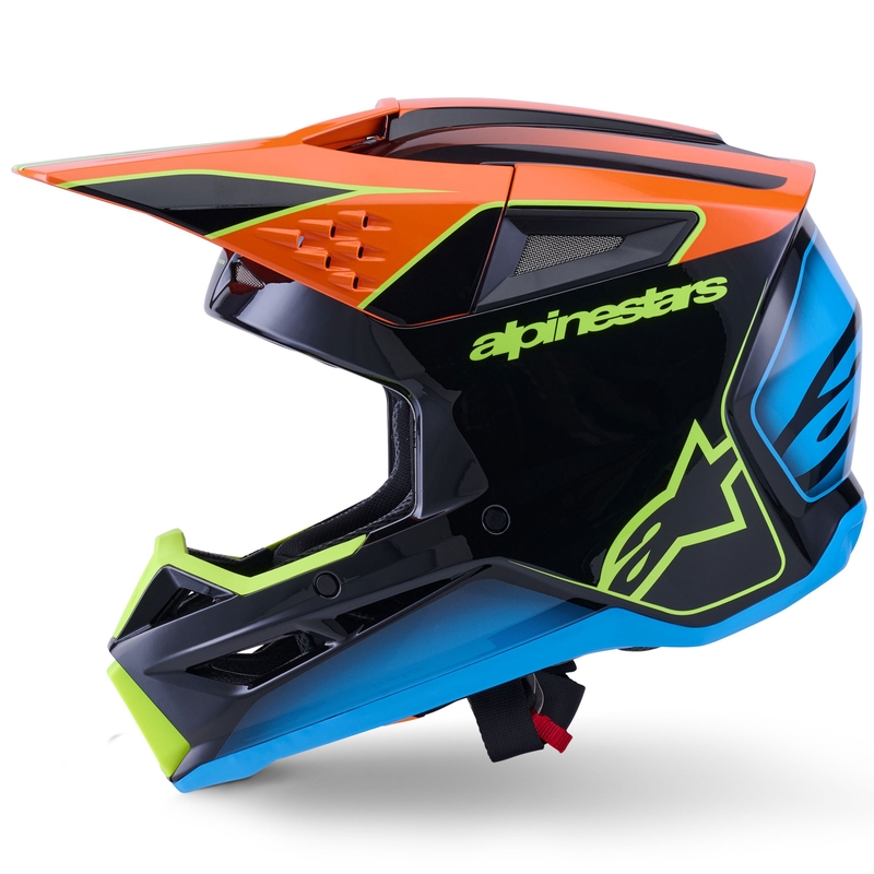 Motokros čelada Alpinestars S-M3 Fray črno-fluo oranžno-fluo rumeno-turkizna