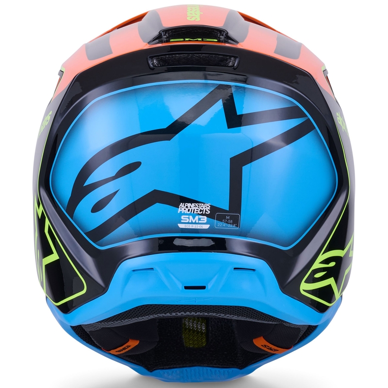 Motokros čelada Alpinestars S-M3 Fray črno-fluo oranžno-fluo rumeno-turkizna