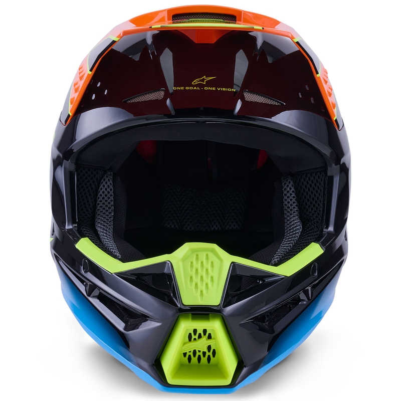 Motokros čelada Alpinestars S-M3 Fray črno-fluo oranžno-fluo rumeno-turkizna