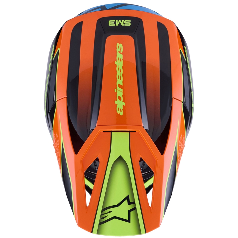 Motokros čelada Alpinestars S-M3 Fray črno-fluo oranžno-fluo rumeno-turkizna