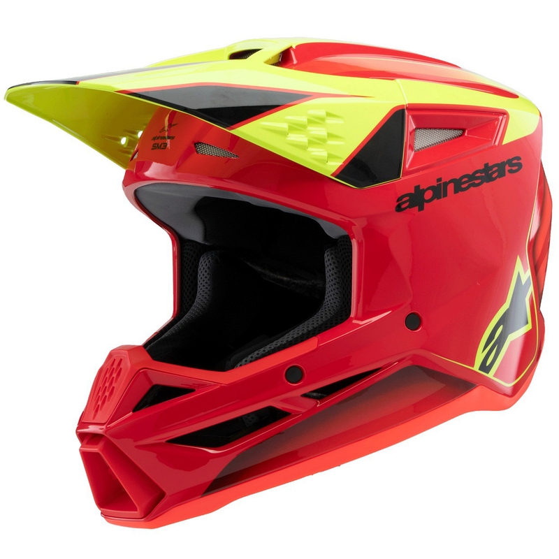 Motokros čelada Alpinestars S-M3 Fray rdeče-fluo rumeno-črna