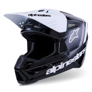 Čelada za motokros Alpinestars S-M3 Radium črno-belo-siva