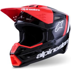 Motokros čelada Alpinestars S-M3 Radium črno-fluo rdeče-bela