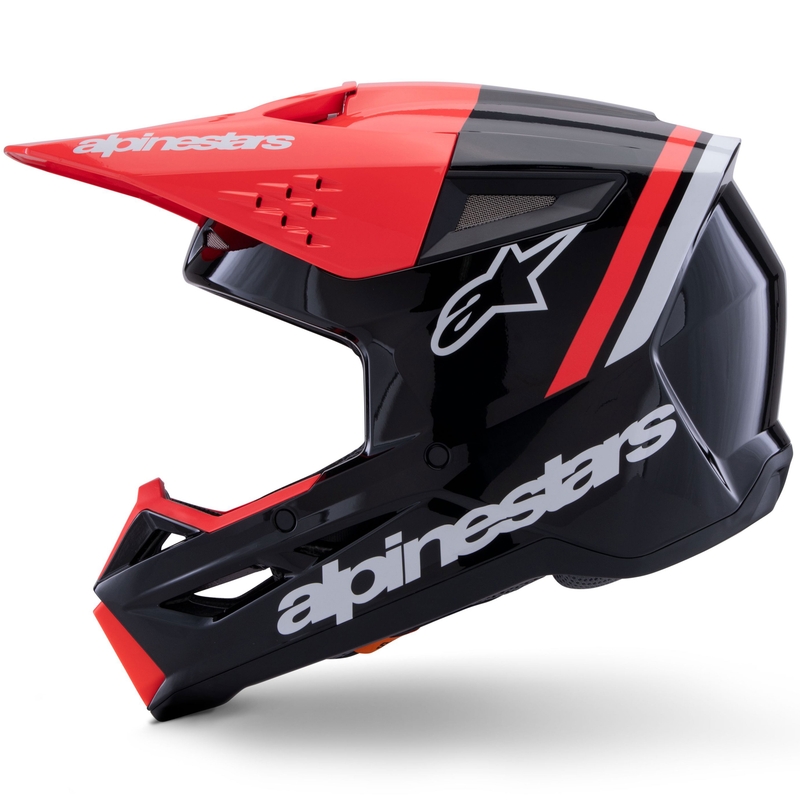 Motokros čelada Alpinestars S-M3 Radium črno-fluo rdeče-bela