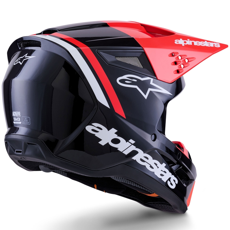 Motokros čelada Alpinestars S-M3 Radium črno-fluo rdeče-bela