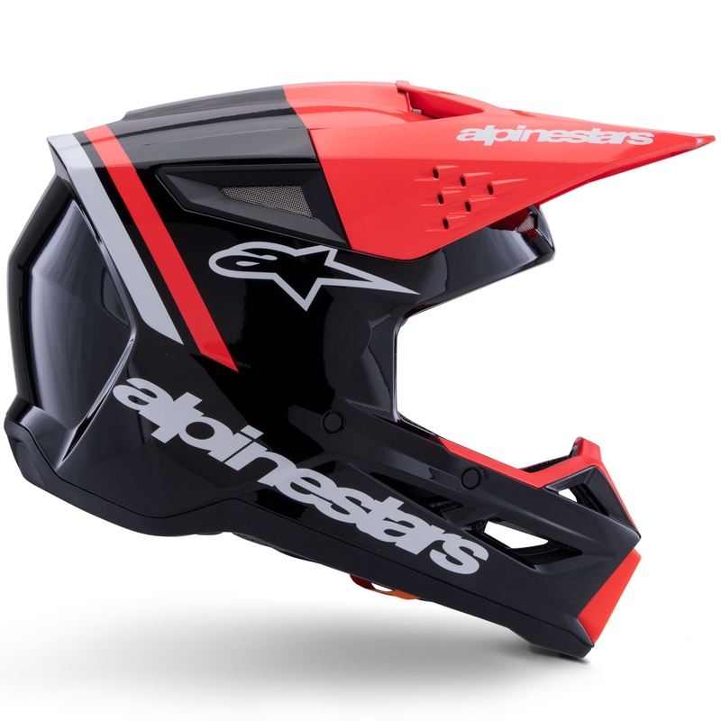 Motokros čelada Alpinestars S-M3 Radium črno-fluo rdeče-bela