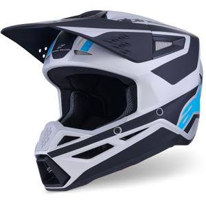 Motokros čelada Alpinestars S-M3 Heat srebrno-modro-črna mat