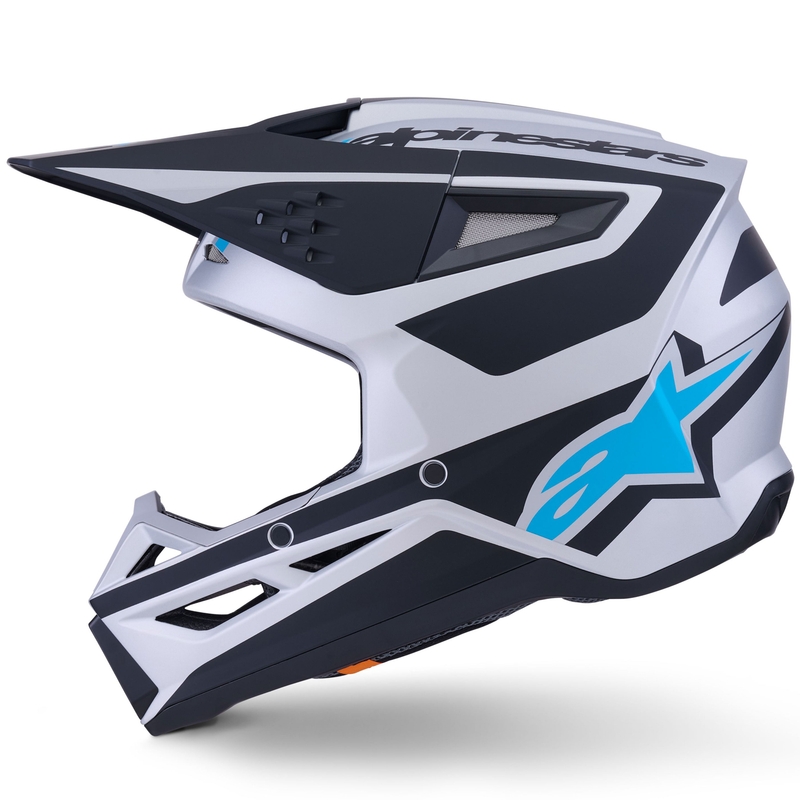Motokros čelada Alpinestars S-M3 Heat srebrno-modro-črna mat