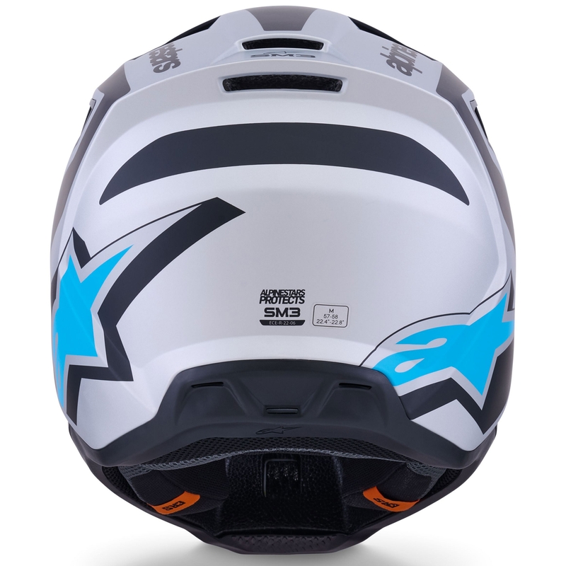 Motokros čelada Alpinestars S-M3 Heat srebrno-modro-črna mat