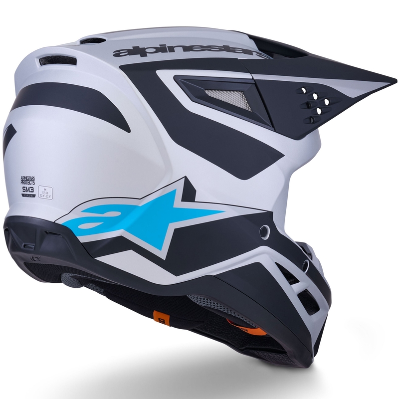 Motokros čelada Alpinestars S-M3 Heat srebrno-modro-črna mat