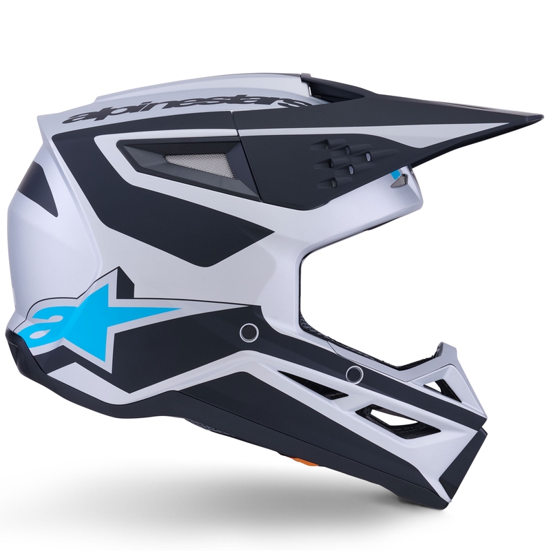 Motokros čelada Alpinestars S-M3 Heat srebrno-modro-črna mat
