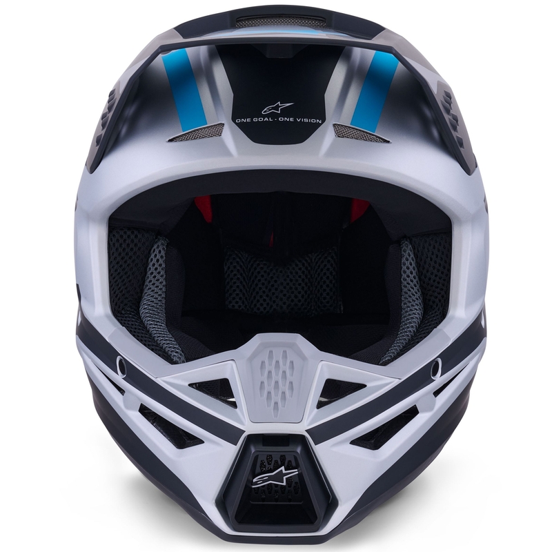 Motokros čelada Alpinestars S-M3 Heat srebrno-modro-črna mat