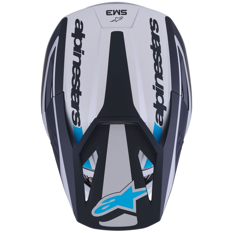 Motokros čelada Alpinestars S-M3 Heat srebrno-modro-črna mat