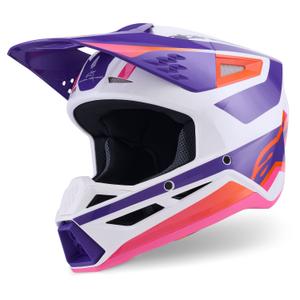 Motokros čelada Alpinestars S-M3 Heat bela-vijolična-roza