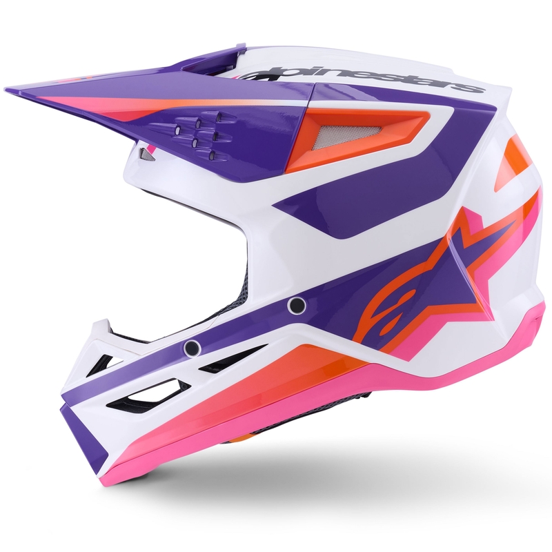 Motokros čelada Alpinestars S-M3 Heat bela-vijolična-roza