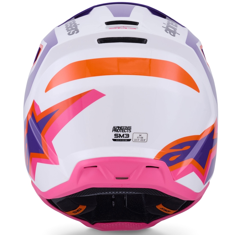 Motokros čelada Alpinestars S-M3 Heat bela-vijolična-roza
