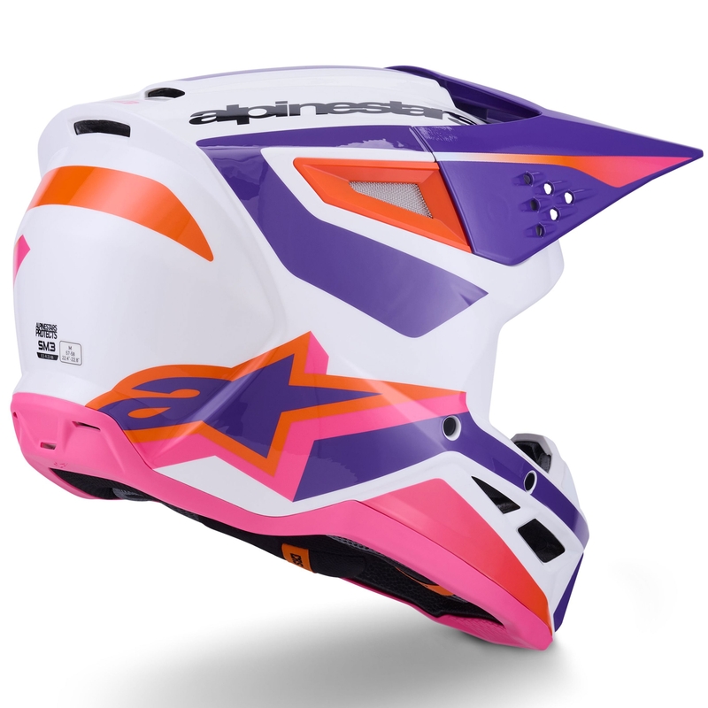 Motokros čelada Alpinestars S-M3 Heat bela-vijolična-roza