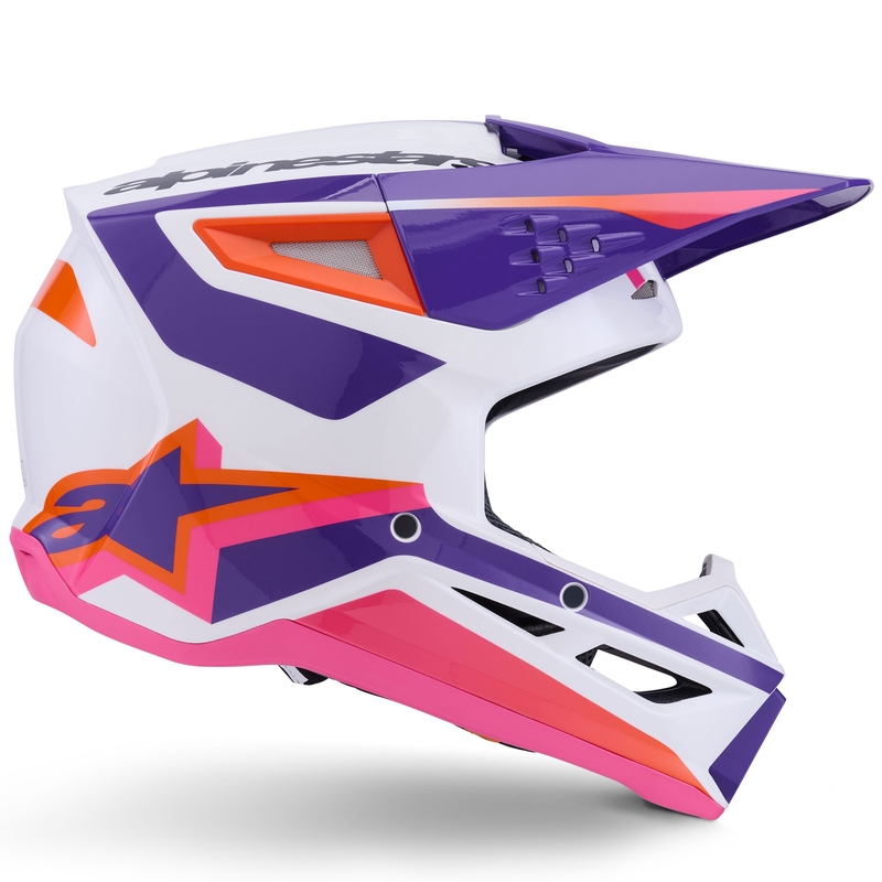 Motokros čelada Alpinestars S-M3 Heat bela-vijolična-roza