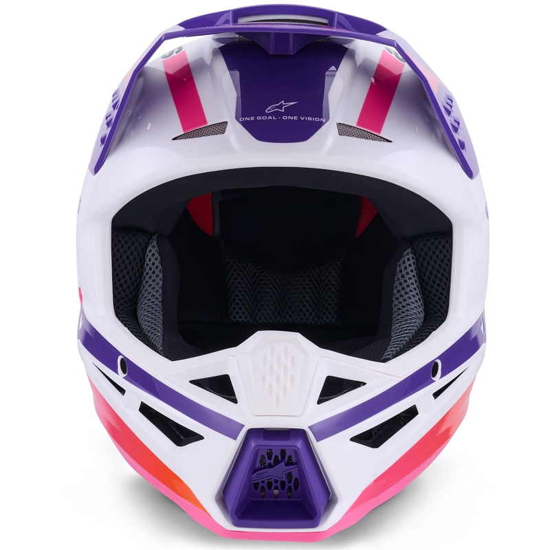 Motokros čelada Alpinestars S-M3 Heat bela-vijolična-roza